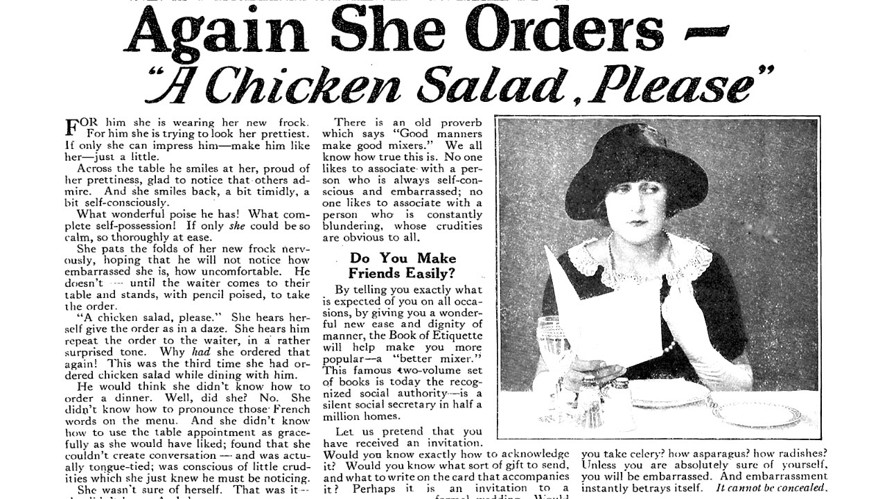 Mais uma vez ela pediu “uma salada de frango, por favor”